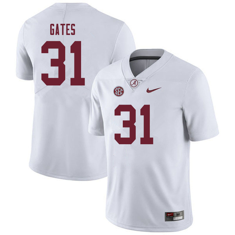 Men #31 A.J. Gates Alabama Crimson Tide College Football Jerseys Sale-White
